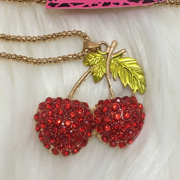 Betsey Johnson Jewelry - ♦️Betsey Johnson cherry sweater necklace♦️